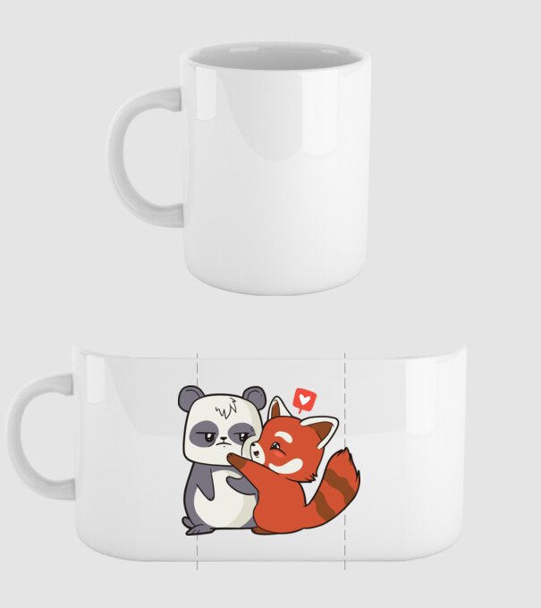 Panda drăguț Dragoste model alb pe tricou