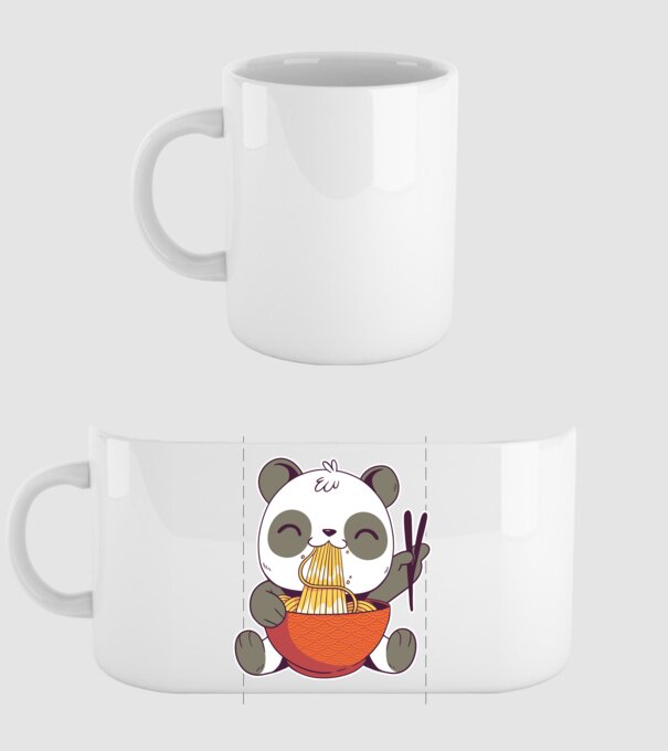 Panda drăguț cu paste model alb pe tricou
