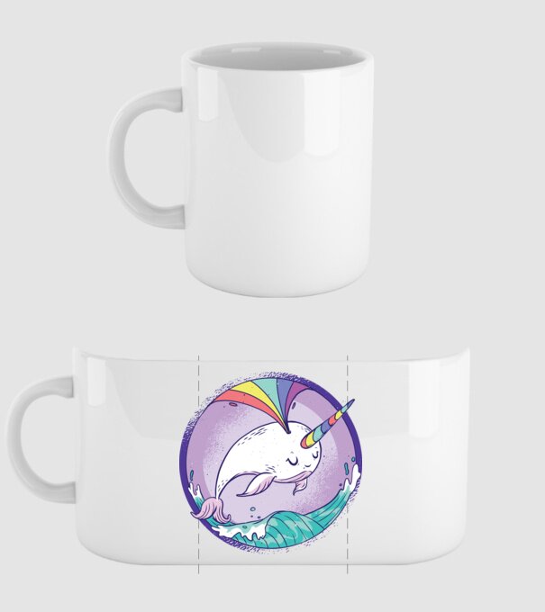 Unicorn drăguț Balenă - Narval model alb pe tricou