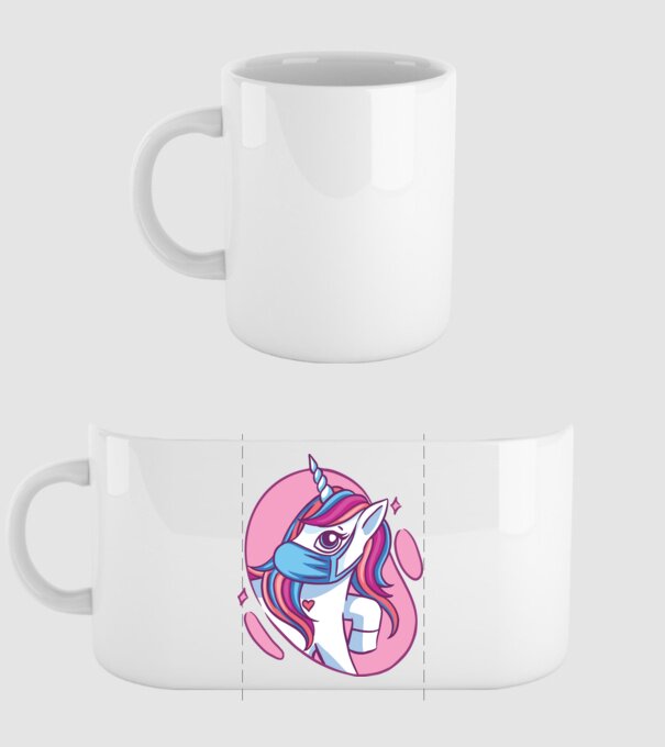 Unicorn drăguț cu mască model alb pe tricou
