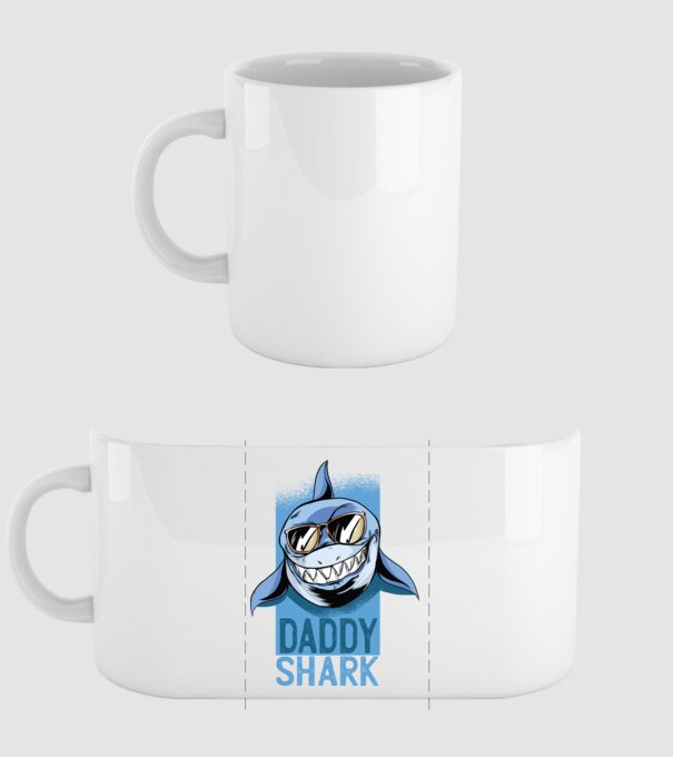 Daddy Shark tricou pentru tata model alb pe tricou