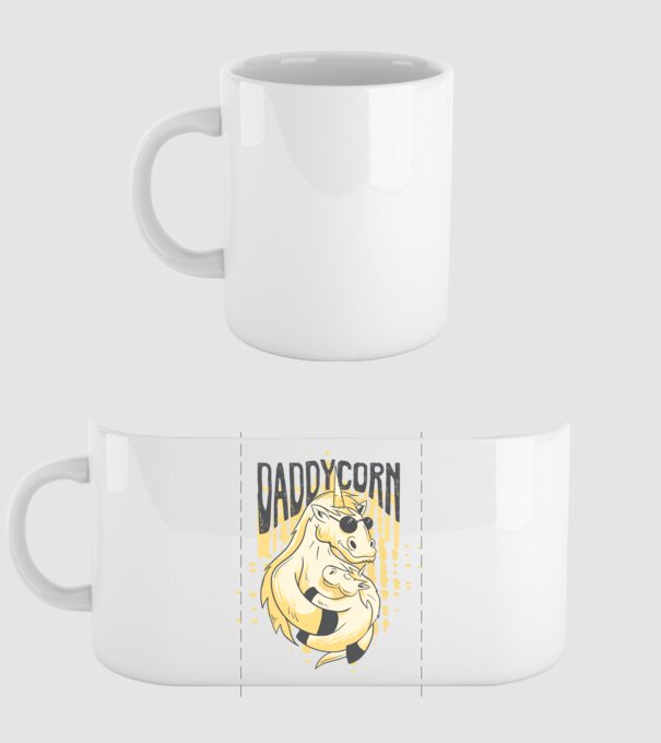 Daddycorn - Tată Unicorn model alb pe tricou