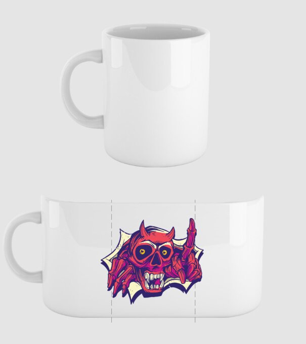 Craniu de Demon model alb pe tricou