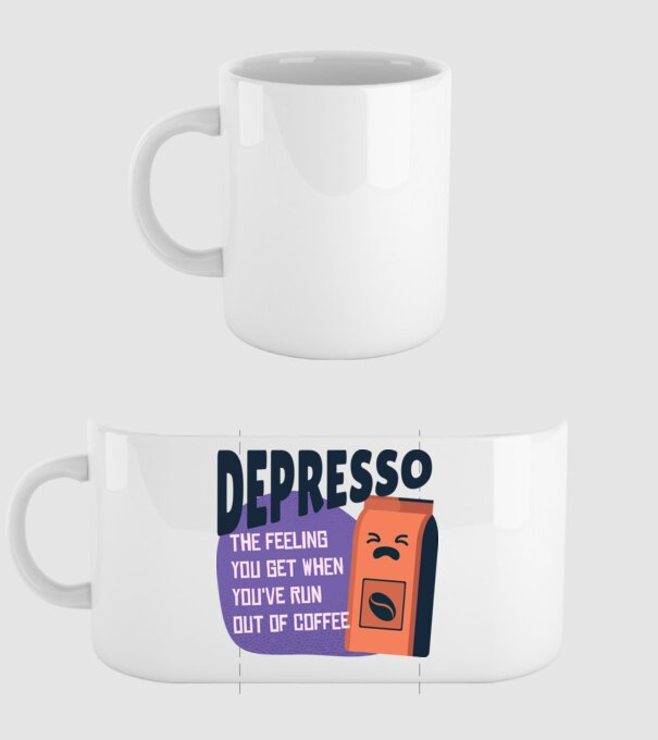Depresso - Sentimentul când rămâi fără cafea model alb pe tricou
