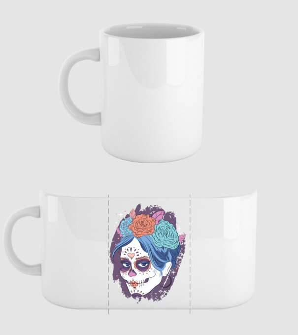 Dia de Los Muertos - Craniu cu flori model alb pe tricou