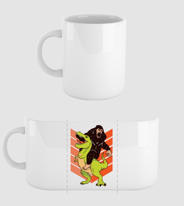 Dinozaur Yeti model alb pe tricou