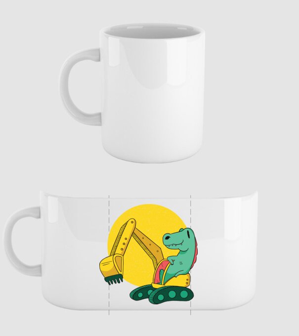 Excavator dinozaur model alb pe tricou