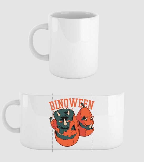Dinoween model alb pe tricou