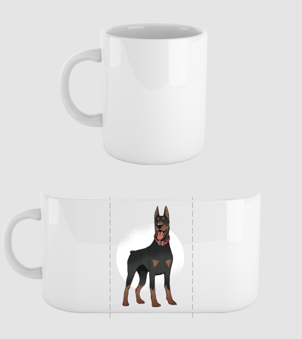 Tricou cu câine dobermann model alb pe tricou