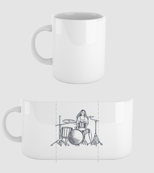 Fată Bateristă model alb pe tricou
