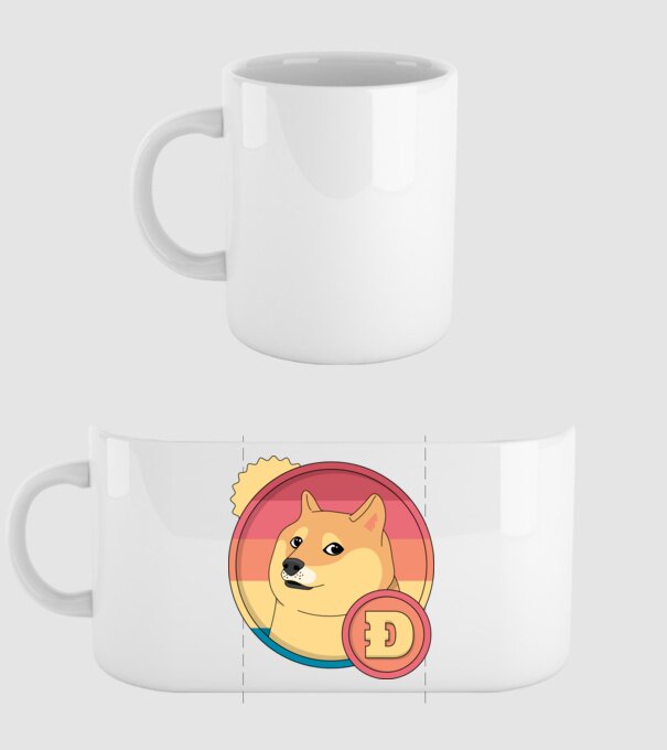 Doge Coin model alb pe tricou