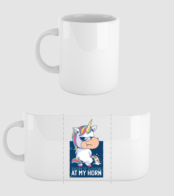 'Don''t look at my horn tricou amuzant unicorn' model alb pe tricou
