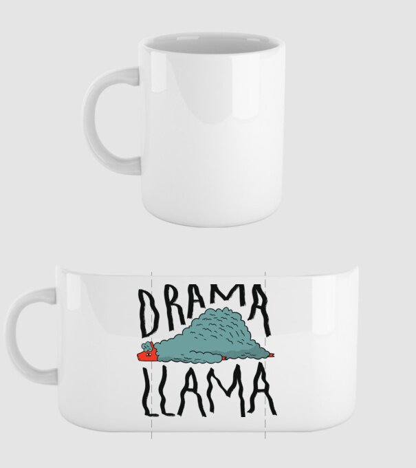 Dramă Lama model alb pe tricou
