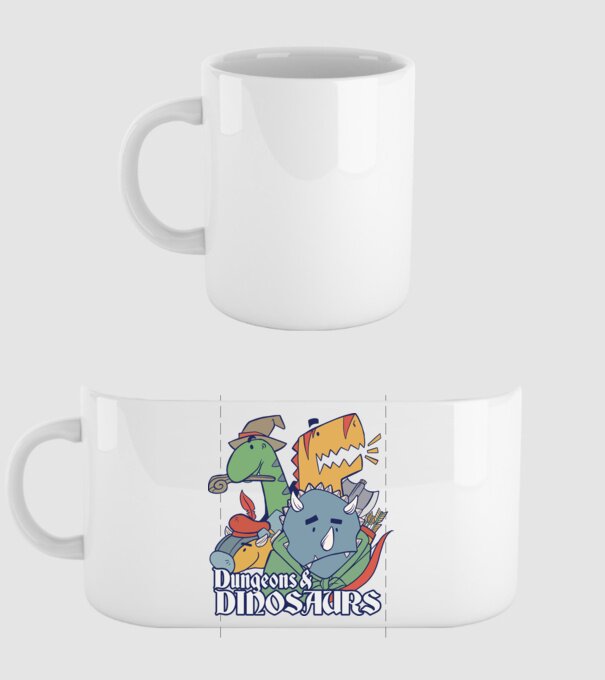Dungeons and Dinosaurs model alb pe tricou