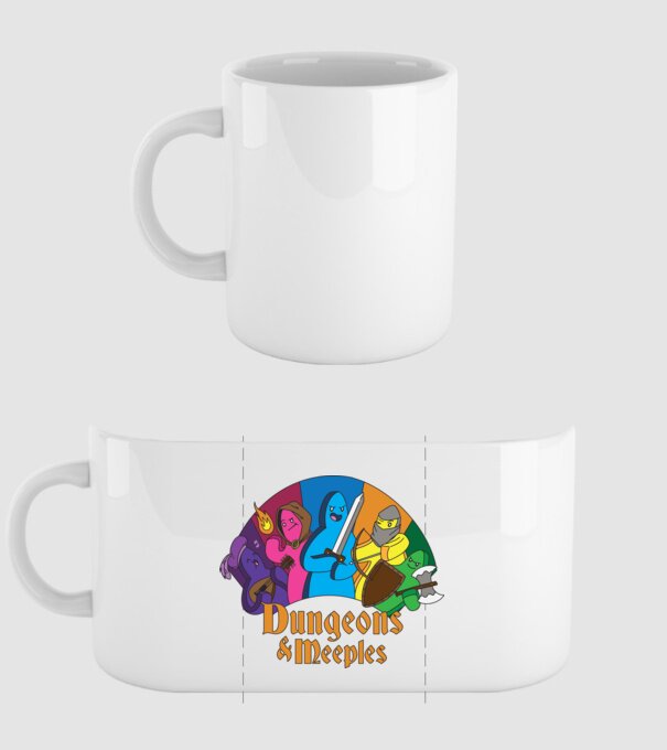 Dungeons Meeples model alb pe tricou