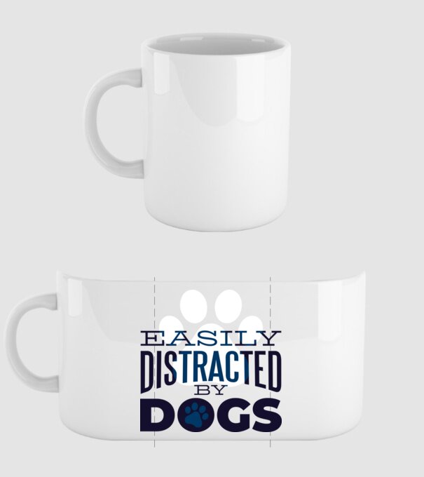 Easily Distracted By Dogs Tricou cu Câine amuzant model alb pe tricou