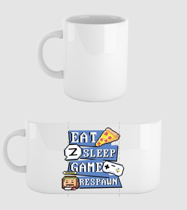 Eat, Sleep, Game respawn model alb pe tricou