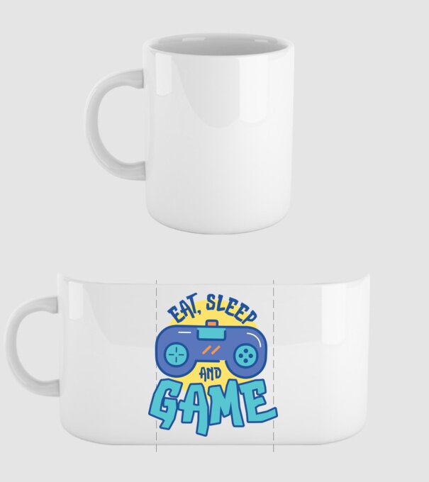 Eat Sleep and Game model alb pe tricou