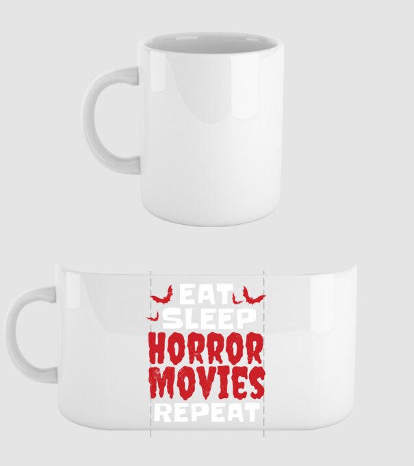 Eat Sleep Horror Movies Repeat model alb pe tricou