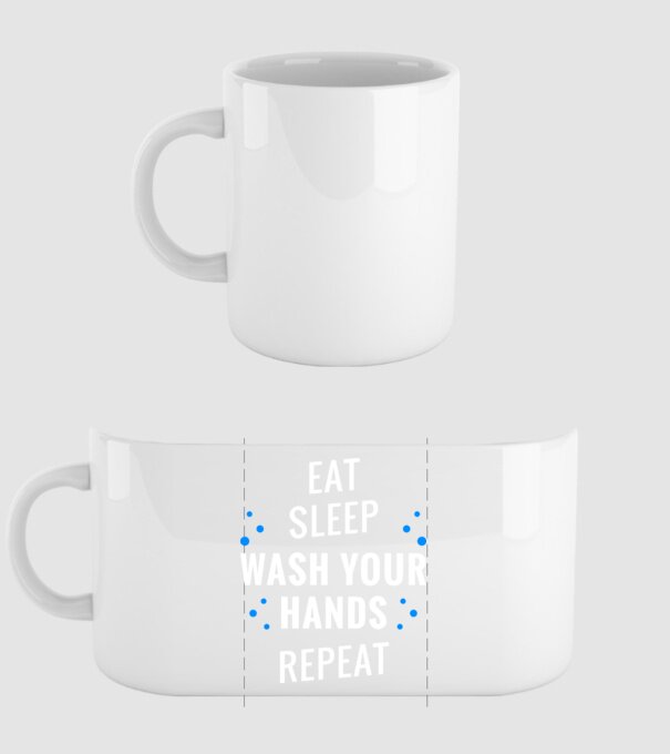 Eat sleep wash your hands repeat model alb pe tricou