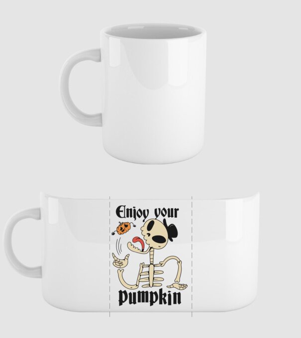 Enjoy your pumpkin Skeleton model alb pe tricou