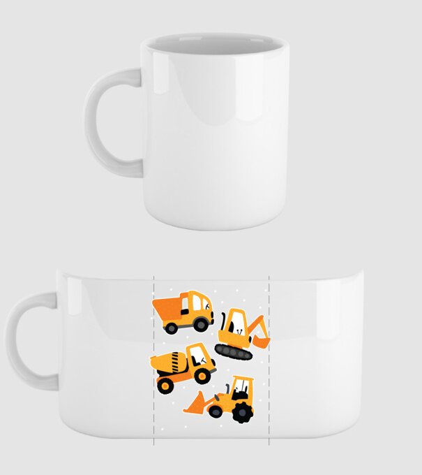 Vehicule de construcții model alb pe tricou