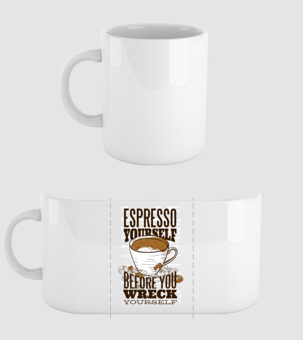Espresso Yourself cu Cafea model alb pe tricou