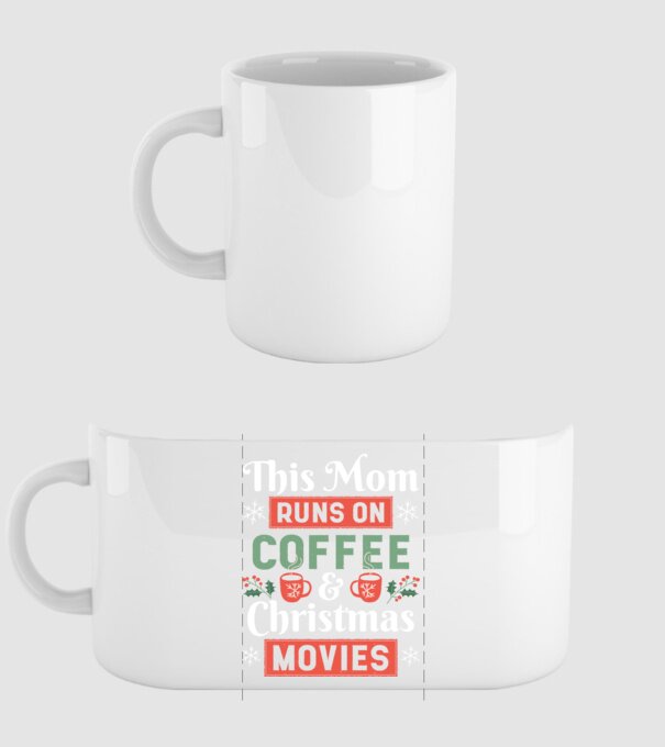 Această mamă funcționează cu cafea și filme de crăciun model alb pe tricou