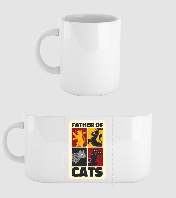 Father of Cats Game of Thrones parodie model alb pe tricou