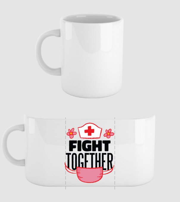 Fight together Asistentă medicală model alb pe tricou