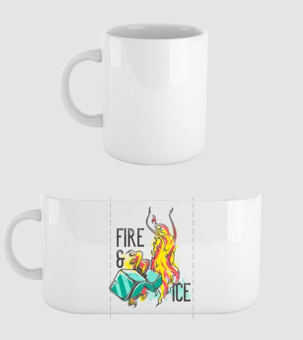 Fire and Ice model alb pe tricou