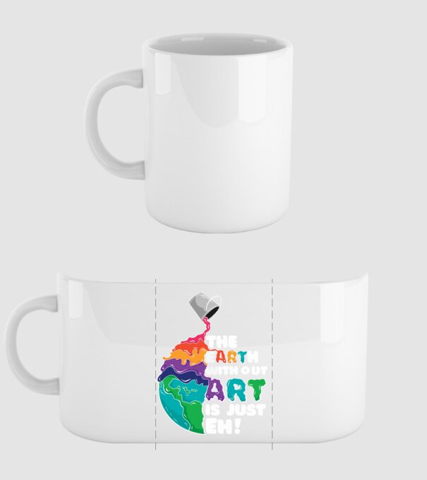 Pământ Artă model alb pe tricou