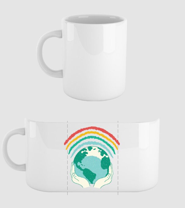 Pământ Wifi Curcubeu model alb pe tricou