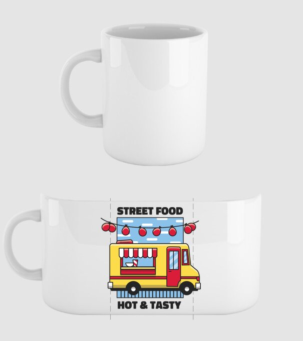 Foodtruck model alb pe tricou