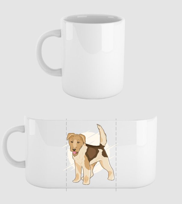 Fox Terrier model alb pe tricou