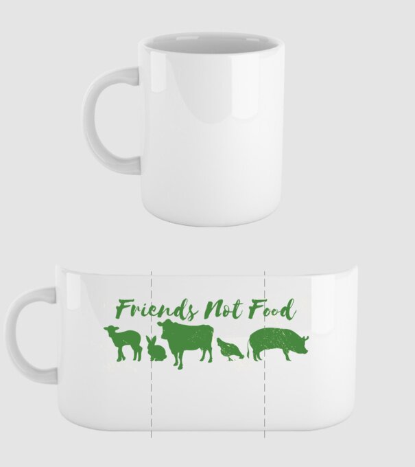 Friends Not Food Vegan model alb pe tricou