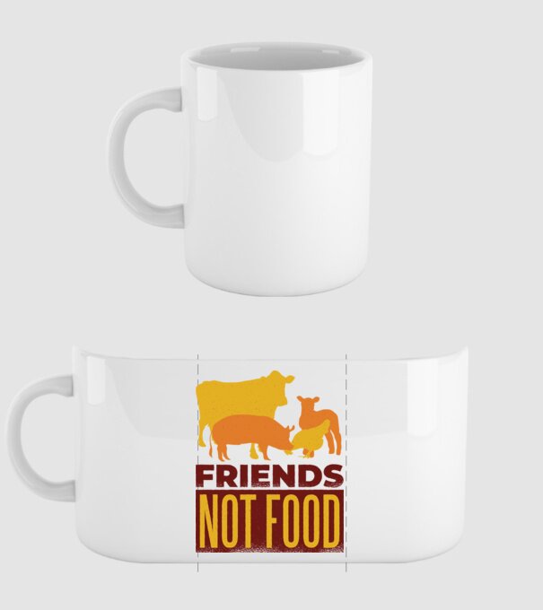 Friends not Food Vegán model alb pe tricou