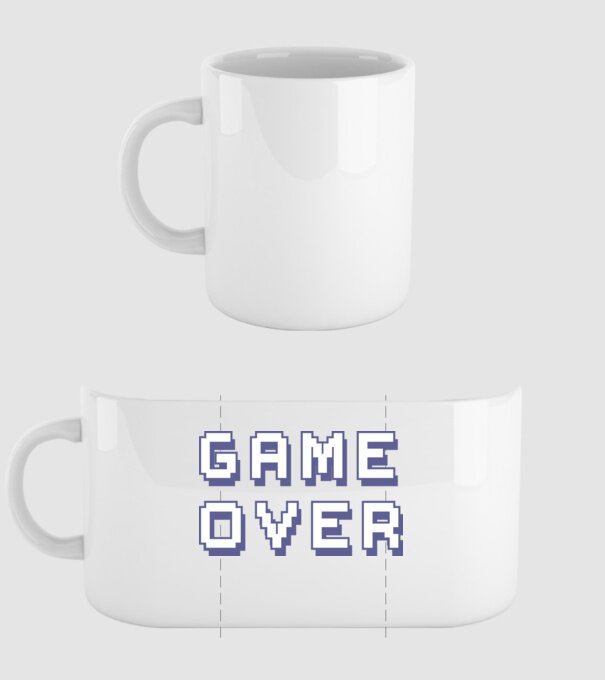 Game Over model alb pe tricou