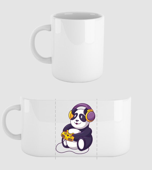 Gamer Panda model alb pe tricou