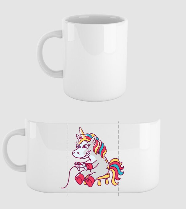 Gamer Unicorn model alb pe tricou