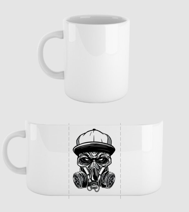 Mască de gaz Craniu model alb pe tricou