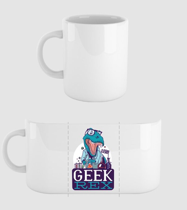 Geek Rex dinozaur tricou model alb pe tricou