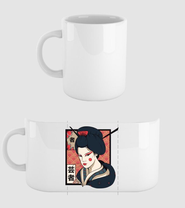Geisha Japonia model alb pe tricou