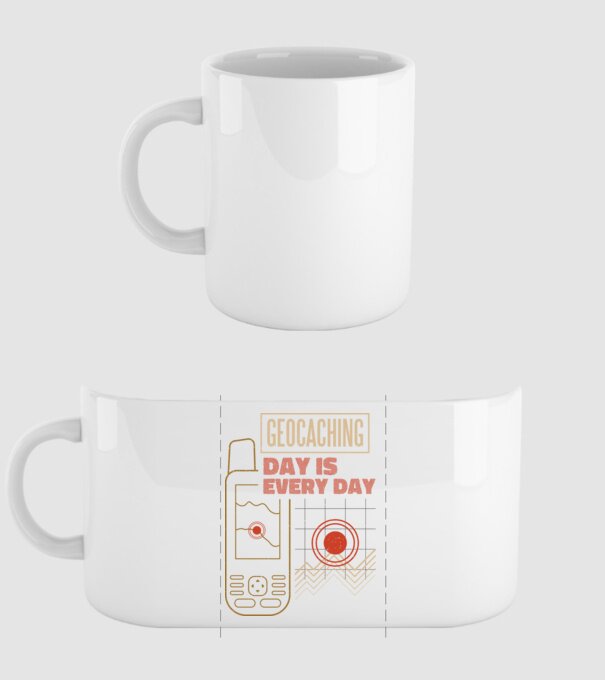 Geocaching model alb pe tricou