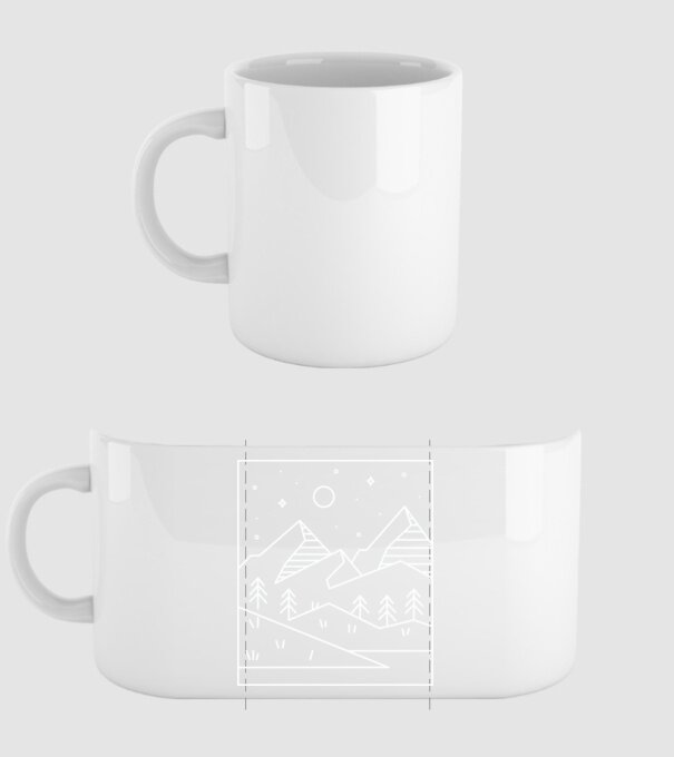 Peisaj geometric model alb pe tricou