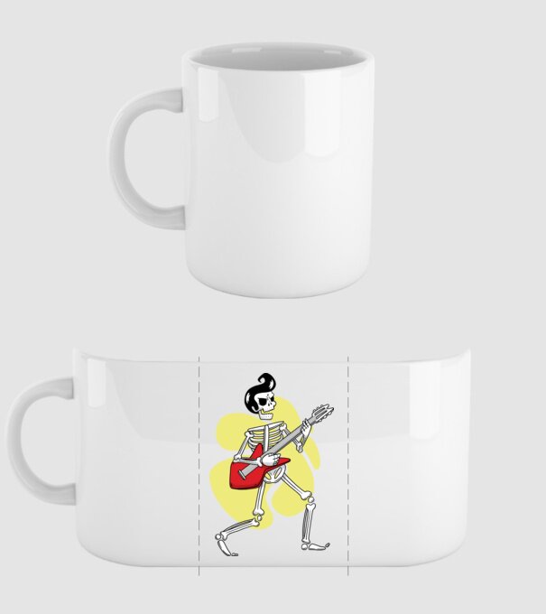 Schelet Elvis cu chitară model alb pe tricou