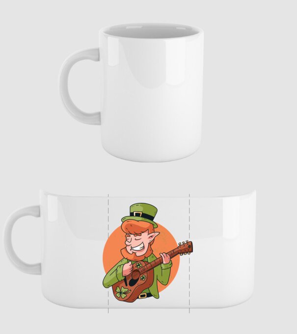 Chitarist Leprechaun irlandez St Patrick model alb pe tricou