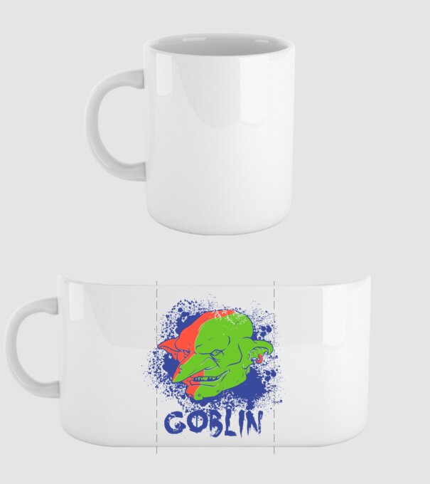 Goblin model alb pe tricou