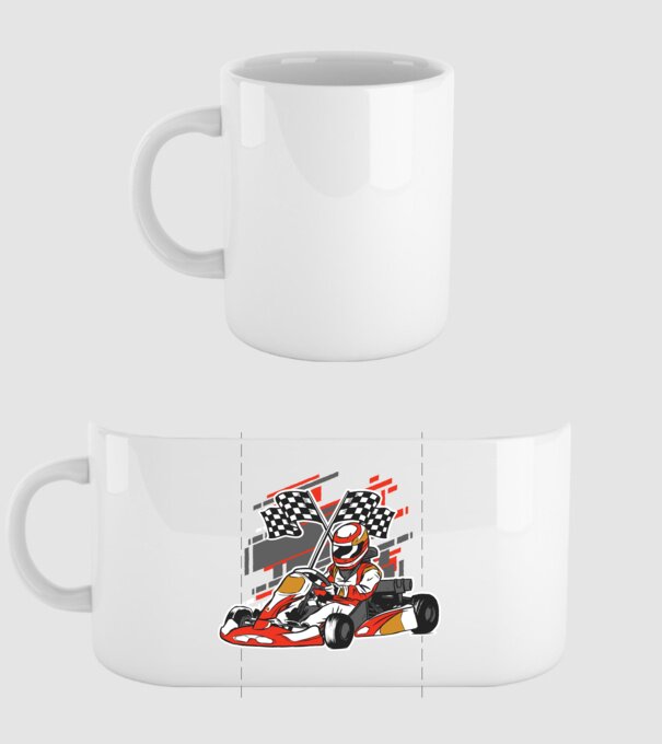 Gokart model alb pe tricou