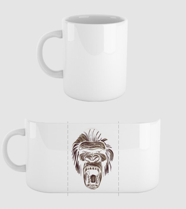 Gorilla Face model alb pe tricou